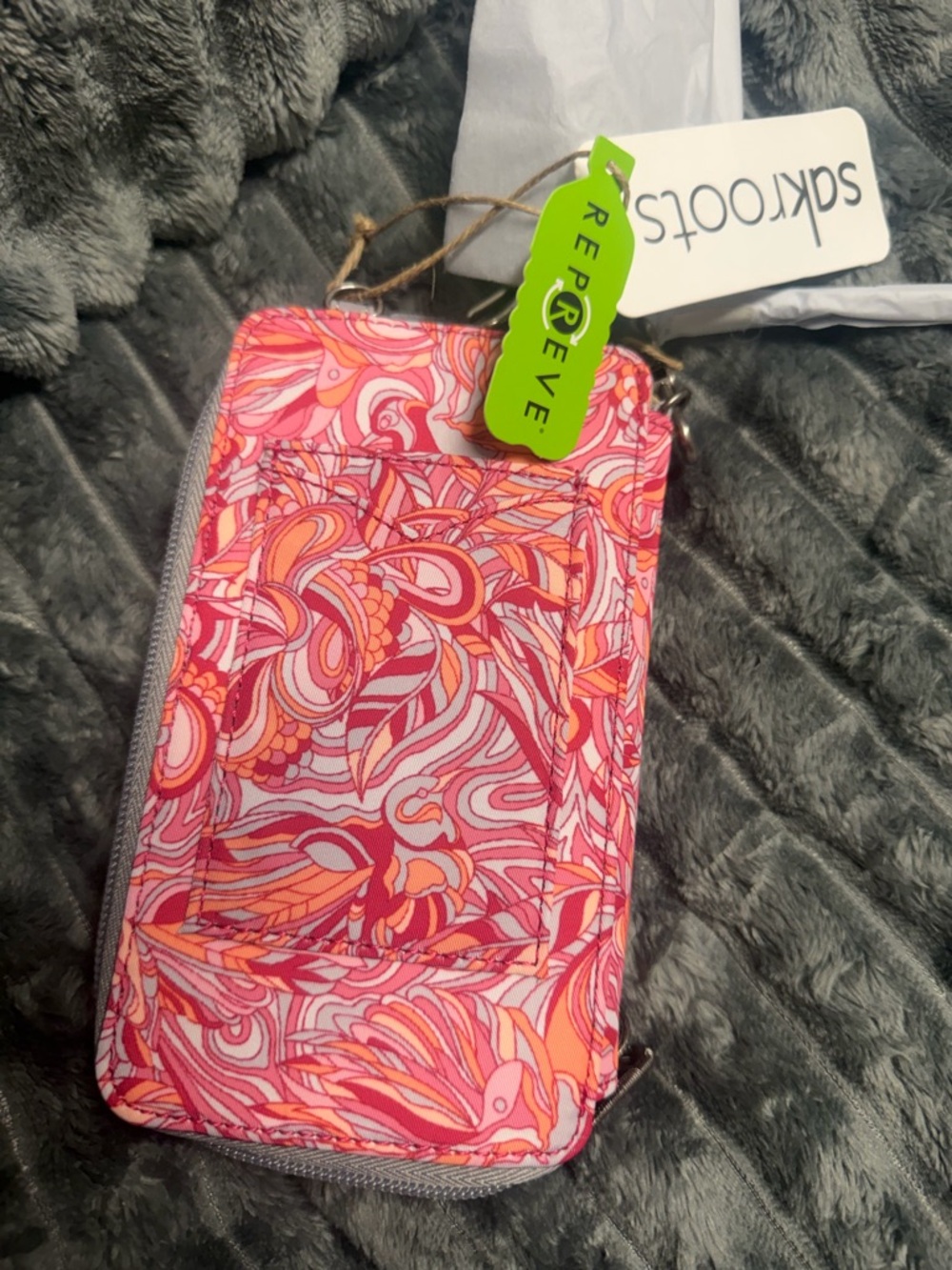 Sakroots Pink & Orange Swirl Zip Wristlet